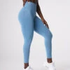 Sky Blue Seamless Curve Leggings | High-Waisted Glute Contour Workout Tights