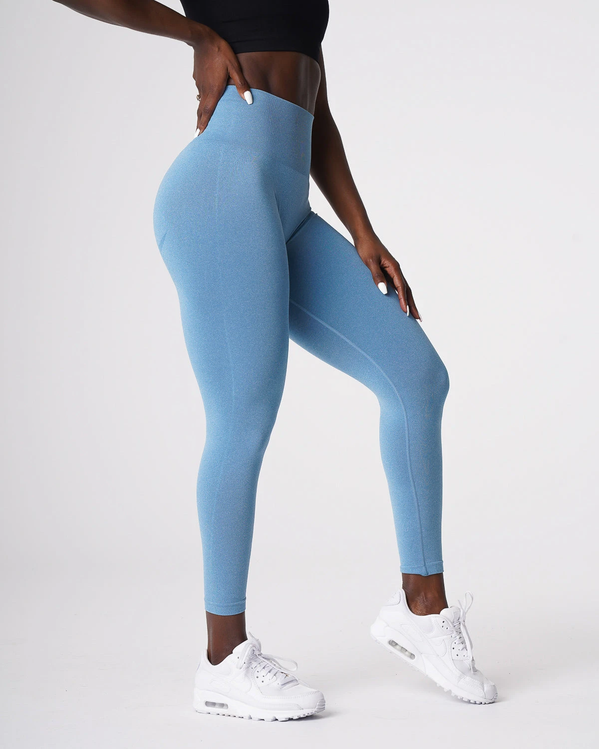 Sky Blue Seamless Curve Leggings | High-Waisted Glute Contour Workout Tights 1 Sky Blue Seamless Curve Leggings | High-Waisted Glute Contour Workout Tights