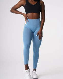 Sky Blue Seamless Curve Leggings | High-Waisted Glute Contour Workout Tights 7 Sky Blue Seamless Curve Leggings | High-Waisted Glute Contour Workout Tights -NVGTN Sportswear Shop DSC07845