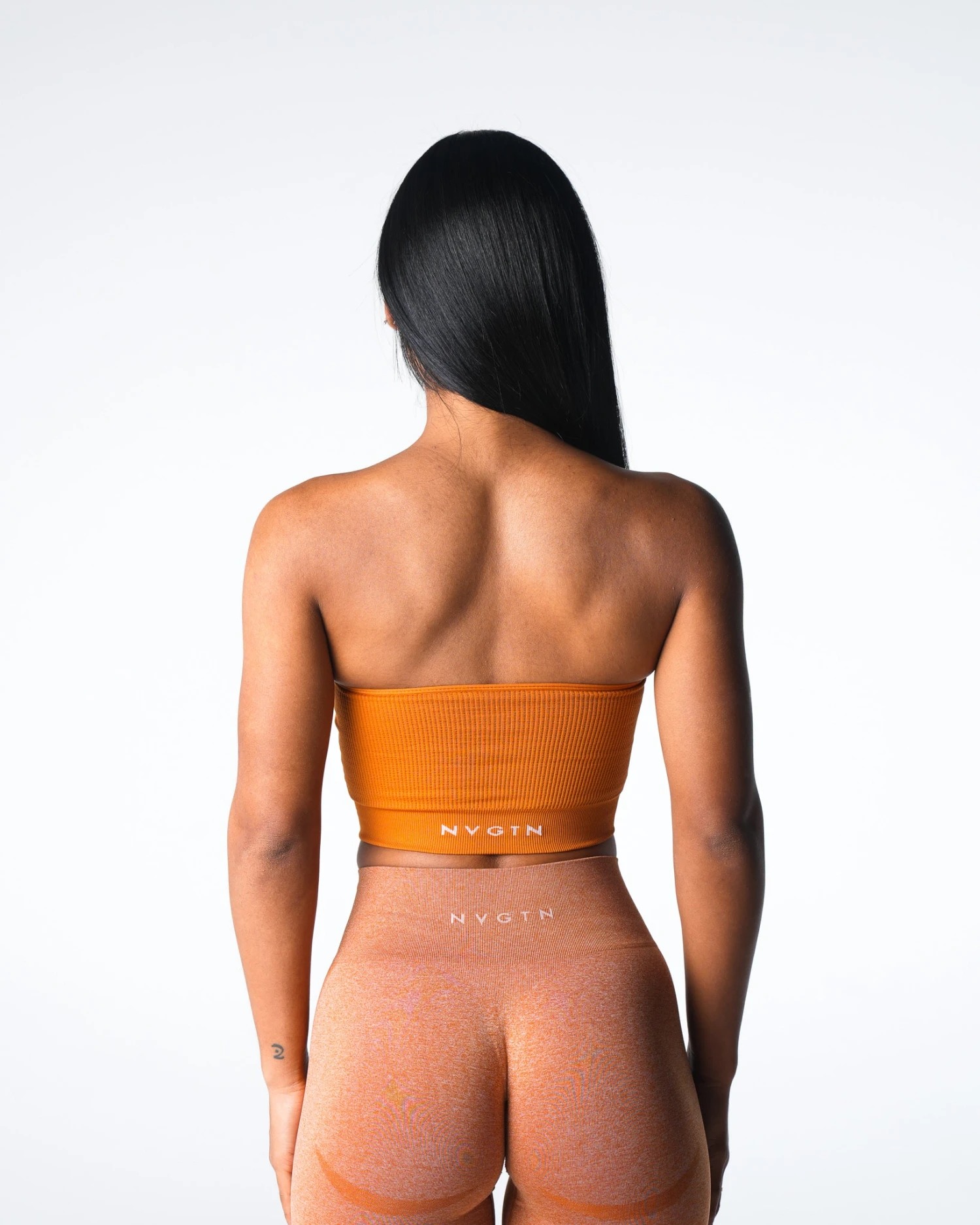 Seamless Ribbed Strapless Bandeau Bra with Removable Padding - Terracotta 3 Seamless Ribbed Strapless Bandeau Bra with Removable Padding - Terracotta - Image 3