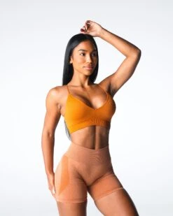 Terracotta Glimpse Ribbed Seamless Bra 6 Terracotta Glimpse Ribbed Seamless Bra -NVGTN Sportswear Shop DSC07878