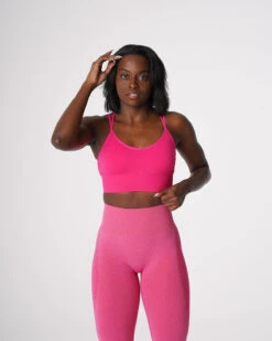 Fuchsia Seamless Sports Bra with Flattering Back Strap Detail