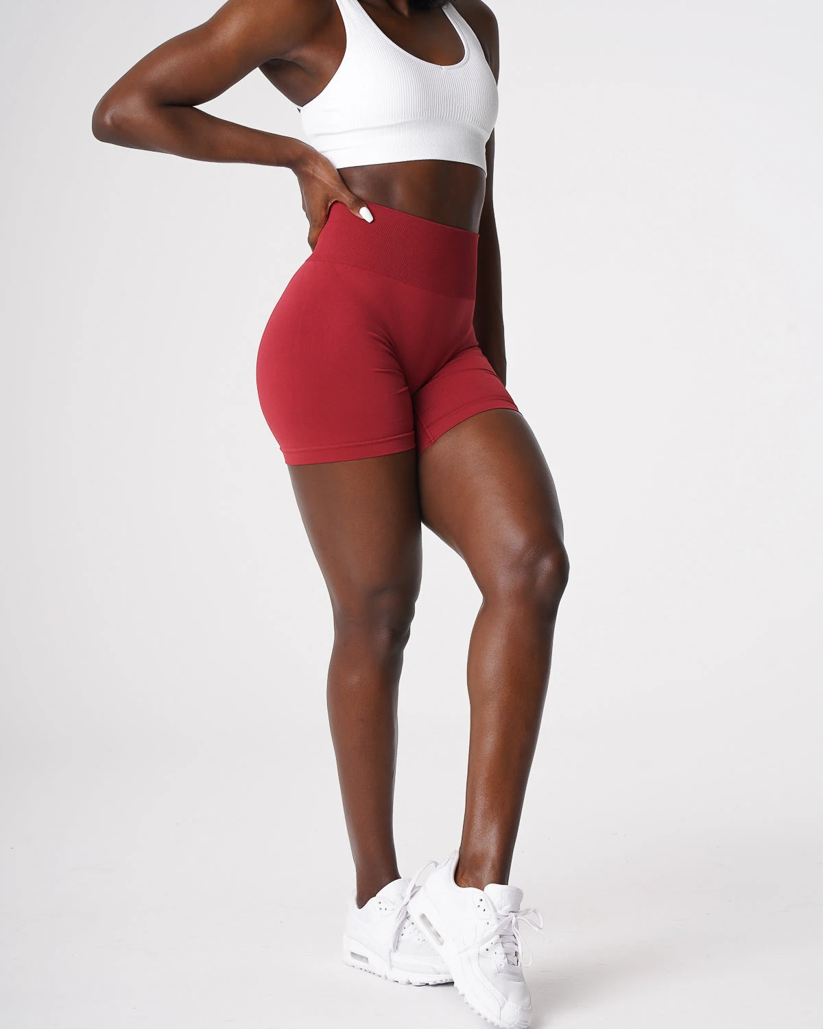 Carmine Solid Seamless High-Waisted Workout Shorts 2 Carmine Solid Seamless High-Waisted Workout Shorts - Image 2