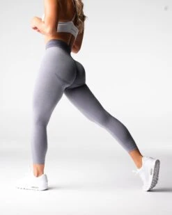 High Waisted Grey Knockout Seamless Leggings with Glute Contouring