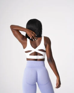 Allure White Sports Bra with Adjustable Support & Criss-Cross Back