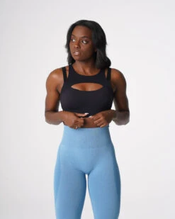 Black Apex High Impact Cut-Out Sports Bra