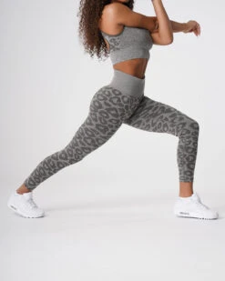 Khaki Green Leopard Seamless Leggings -NVGTN Sportswear Shop DSC08555