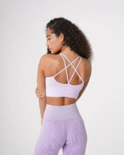 Seamless Lavender Flourish Sports Bra with Flattering Back Straps