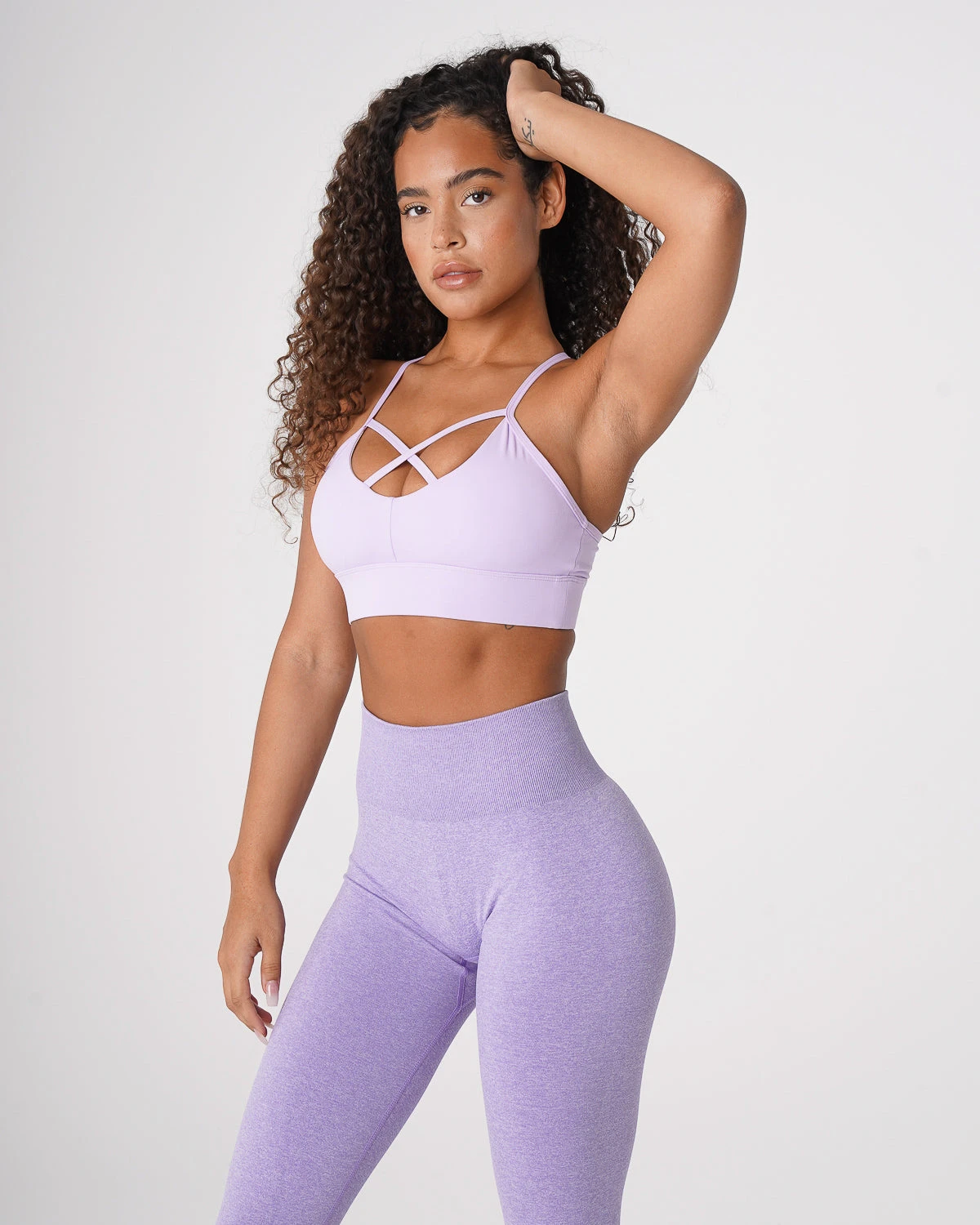 Lavender Oasis Strappy Sports Bra - Premium Support & Style 1 Lavender Oasis Strappy Sports Bra - Premium Support & Style