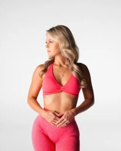 Seamless Halter Bra - Candy Apple Red Stunner with Twist Front Detail