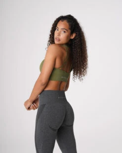 Khaki Green Galaxy Ribbed Seamless Bra - Low-Medium Impact Workout Top 6 Khaki Green Galaxy Ribbed Seamless Bra - Low-Medium Impact Workout Top -NVGTN Sportswear Shop DSC08768