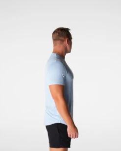 Men's Sky Blue Tech Fitted Training Tee - High Performance Athletic Shirt -NVGTN Sportswear Shop DSC08774