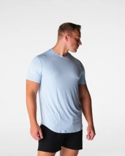 Men's Sky Blue Tech Fitted Training Tee - High Performance Athletic Shirt -NVGTN Sportswear Shop DSC08779