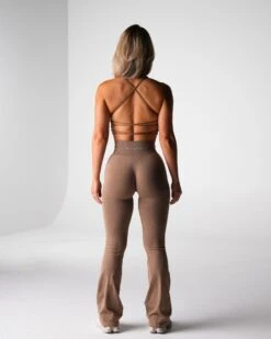 Seamless Open Back Sports Bra - Mocha Brown Gym Top for Women 7 Seamless Open Back Sports Bra - Mocha Brown Gym Top for Women -NVGTN Sportswear Shop DSC09021