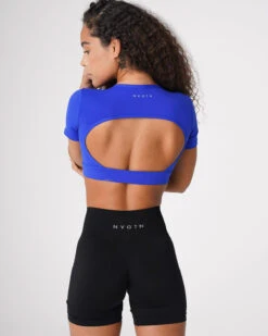 Open Back Performance Tee with Removable Padding - Sapphire Blue