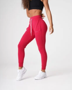 Ruby Red High-Waisted Athletic Joggers with Cuffed Ankles 6 Ruby Red High-Waisted Athletic Joggers with Cuffed Ankles -NVGTN Sportswear Shop DSC09161
