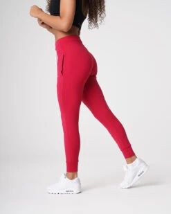 Ruby Red High-Waisted Athletic Joggers with Cuffed Ankles 7 Ruby Red High-Waisted Athletic Joggers with Cuffed Ankles -NVGTN Sportswear Shop DSC09163
