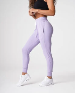 High Waisted Lilac Joggers for Women - Soft Performance Sweatpants
