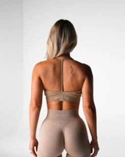 Wander Seamless Open Back Sports Bra - Beige Workout Top