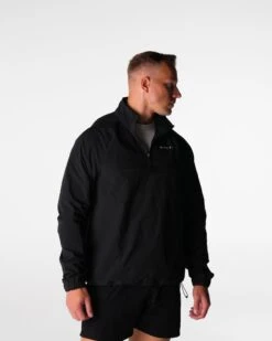 Men's Lightweight Windbreaker - Black Motion Quarter-Zip Active Jacket -NVGTN Sportswear Shop DSC09494 1