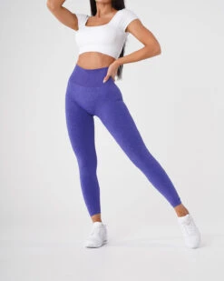 NV Seamless Leggings - Electric Blue High-Waisted Gym Tights
