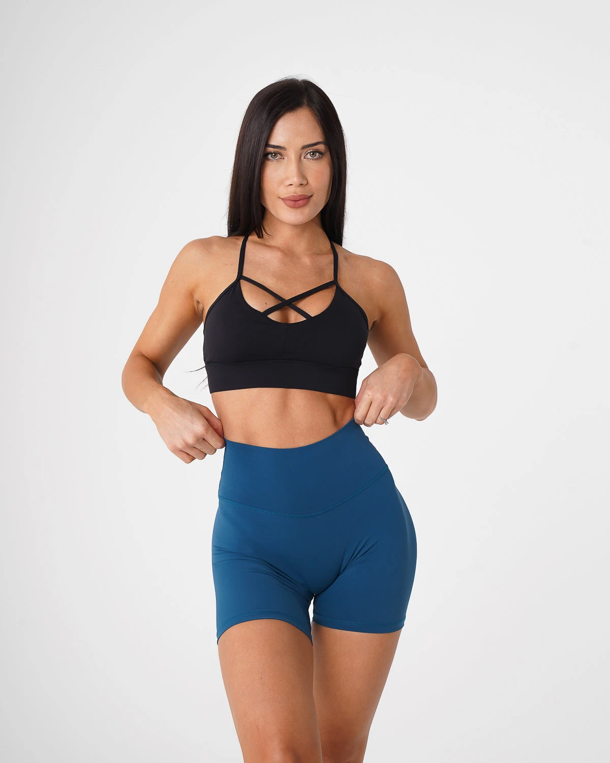 Black Oasis Strappy Sports Bra - Padded Low Impact Yoga Top 1 Black Oasis Strappy Sports Bra - Padded Low Impact Yoga Top